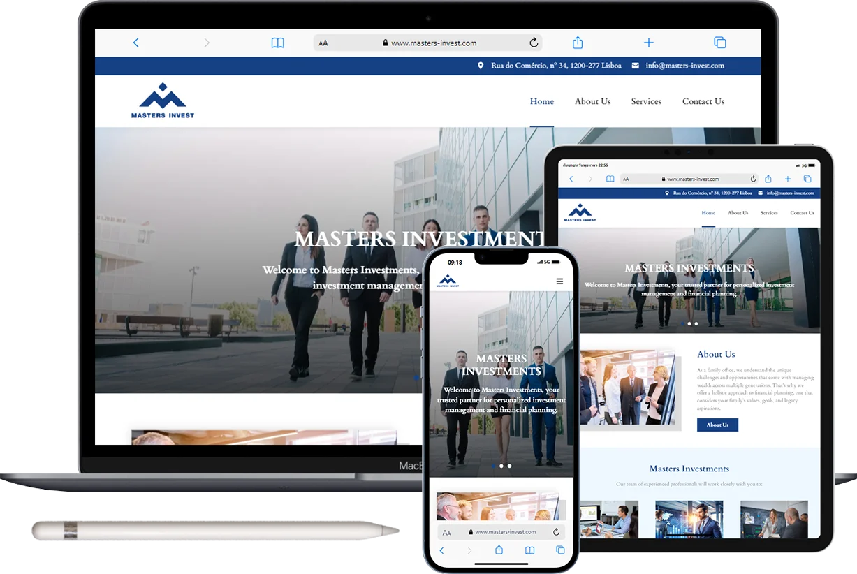 ผลงานการออกแบบเว็บไซต์ Masters Investments (MockUp)